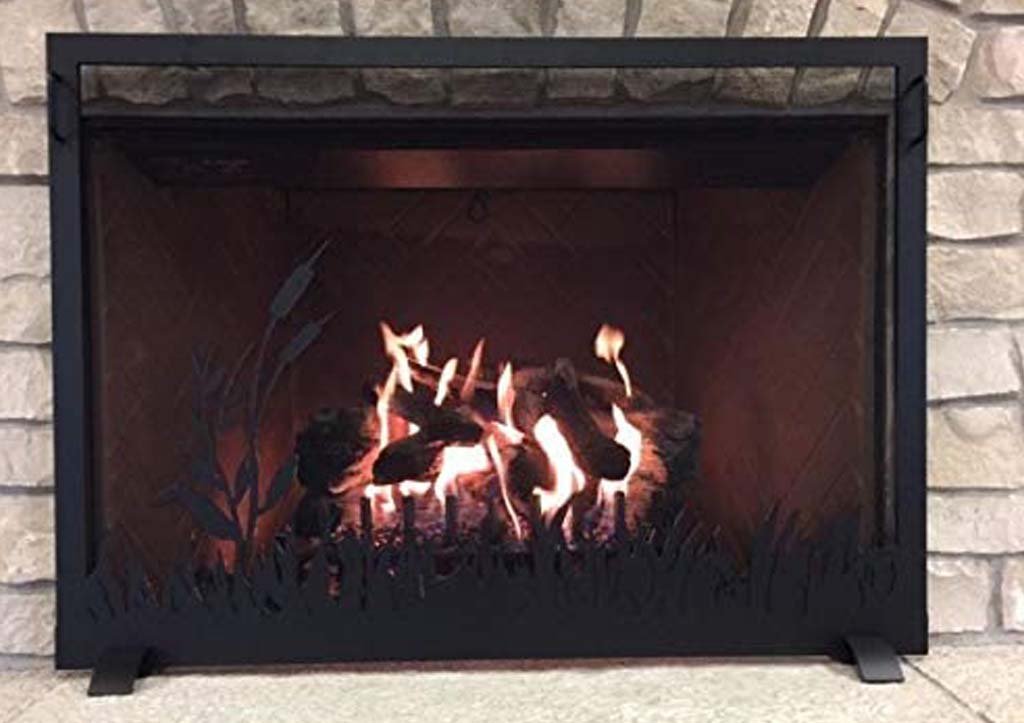 Steel Custom Single Panel Fireplace Screen Carolina Pond- Custom Size