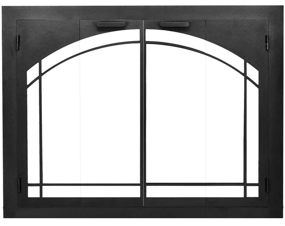 Steel Fireplace Glass Door Masonry & Zero Clearance - Carolina Arch Door with Window Pane - ExceptionalFire